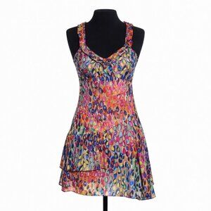 Nanette Lepore Size 2 Silk Raindrop Print Dress Multicolor Sleeveless Cocktail
